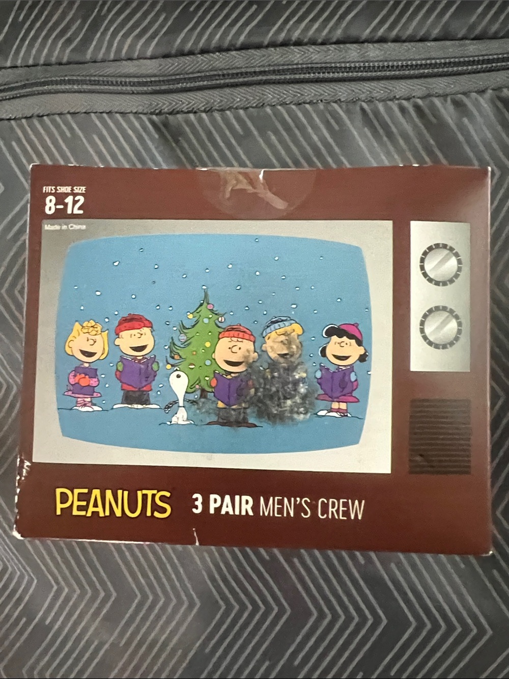 Peanuts Brown Box with Blue Holiday TV Graphic